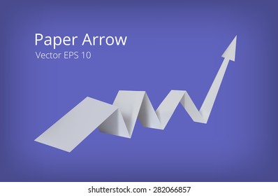 Realistic paper arrow on the background. Background color is easy to change. Vector illustration, EPS 10. 