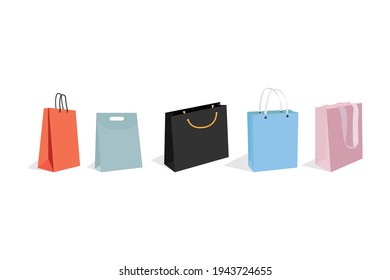 realistic paper bag collection, simple vector illustration