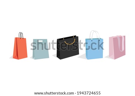 realistic paper bag collection, simple vector illustration