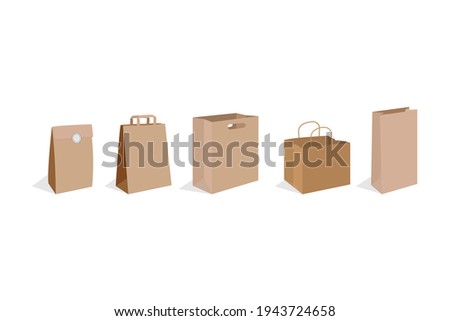 realistic paper bag collection, simple vector illustration