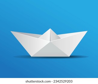 Realistic paper boat isolated on dark background