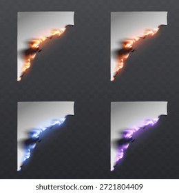 Realistic paper burn transition with fire flames.
