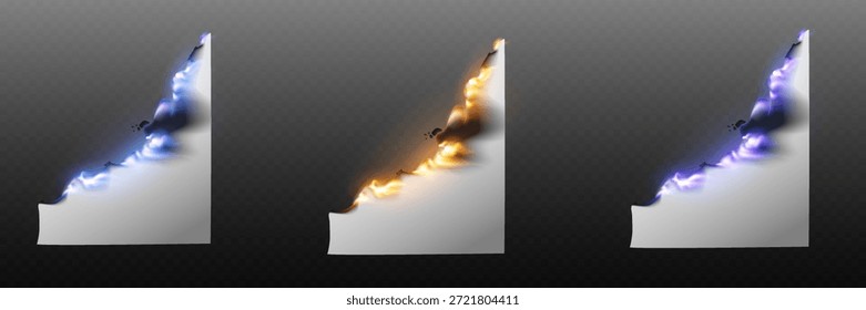 Realistic paper burn transition with fire flames.