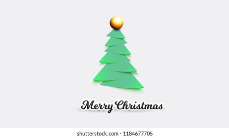 Realistic Paper Christmas Tree. Vector Template For Xmas Gift Cards, Promotional Illustration.
