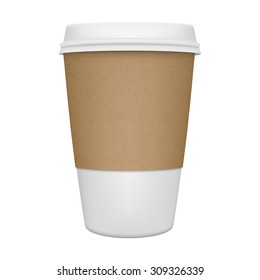 Realistic paper coffee cup iIsolated. Vector EPS10 illustration.