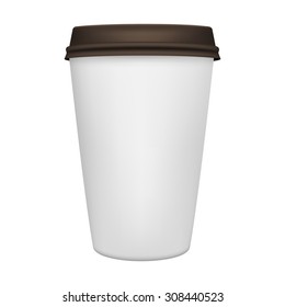 Realistic paper coffee cup isolated. Vector EPS8 illustration.