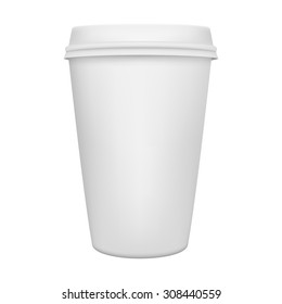 Realistic paper coffee cup isolated. Vector EPS8 illustration.