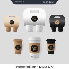 Realistic paper coffee cup – mock up – template - vector