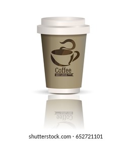 Realistic paper coffee cup. Vector EPS10 illustration