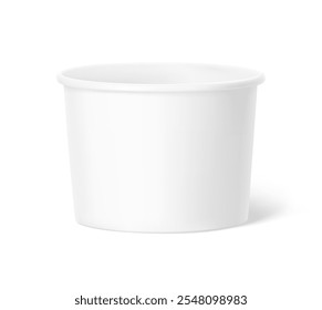 Realistic paper cup mockup. Vector illustration isolated on white background. Can be used for ice cream, sour and foods. Perfect for easy customisation and editing your graphics. EPS10.