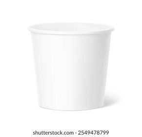 
Realistic paper cup mockup. Vector illustration isolated on white background. Can be used for ice cream, sour and foods. Perfect for easy customisation and editing your graphics. EPS10.