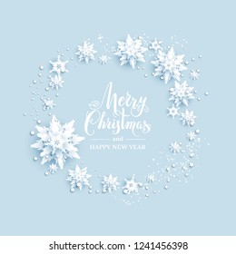 realistic paper cut snowflakes wreath