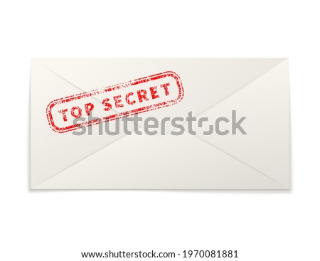 Realistic paper envelope with red top secret stamp isolated on white