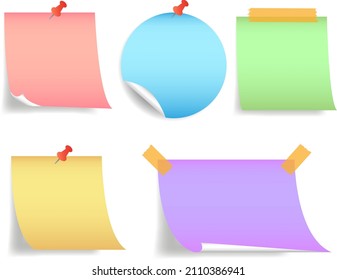realistic paper note set with various color by vector design