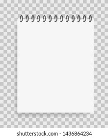 Realistic paper notebook in mockup style. Blank notepad with spiral. Template of empty notepad for print, school, website. vector eps10
