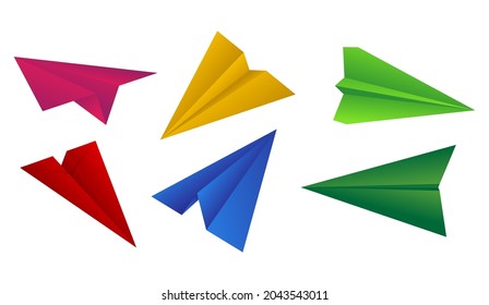 realistic paper plane isolated, origami handmade paper plane, color full origami plane. eps format