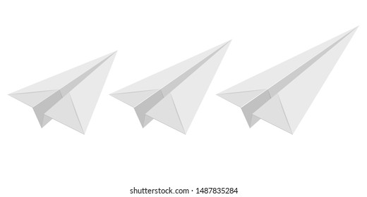 Realistic paper plane vector design illustration isolated on white background