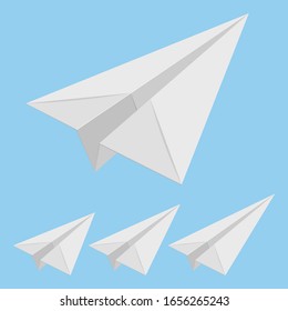 Realistic paper plane vector design illustration isolated on blue background