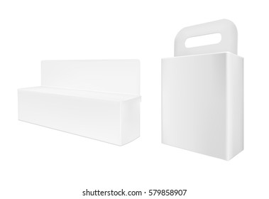 Realistic paper or plastic packaging box with hanging hole