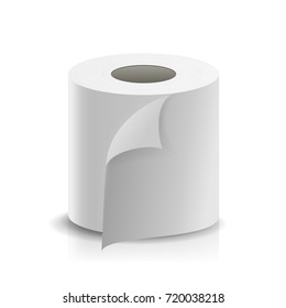 Realistic Paper Roll Vector. Template Blank White Toilet Paper roll Mock Up. Cash Register Tape, Thermal Fax Roll Template Isolated Illustration

