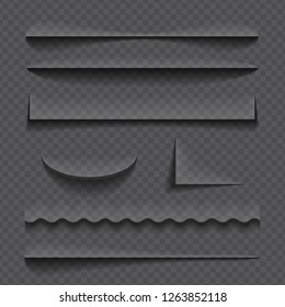 Realistic paper shadow effect set. on black background