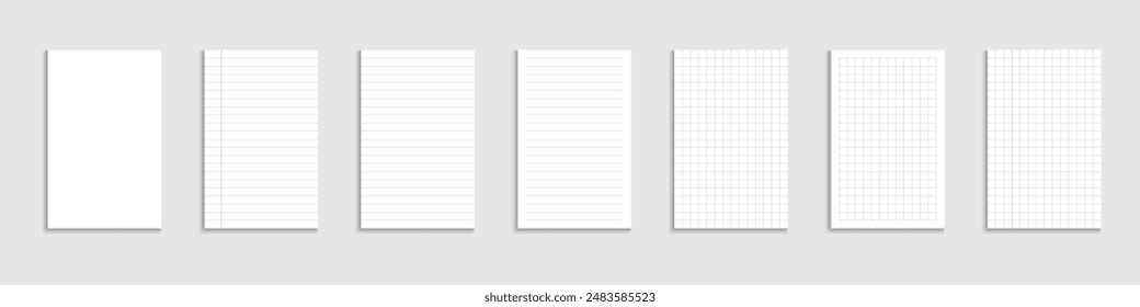 Realistic paper sheets with line and square. Paper Sheet. Vector illustration