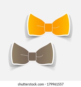 Realistic paper sticker: bow. Isolated illustration icon
