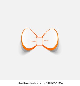 Realistic paper sticker: bow. Isolated illustration icon