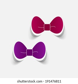 Realistic paper sticker: bow. Isolated illustration icon