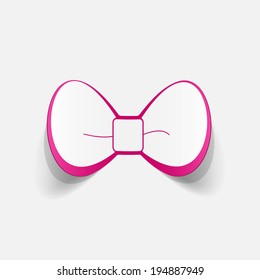 Realistic paper sticker: bow. Isolated illustration icon