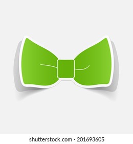 Realistic paper sticker: bow. Isolated illustration icon