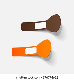 Realistic paper sticker: brush for makeup. Isolated illustration icon