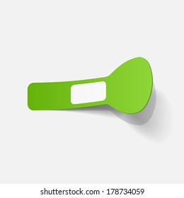 Realistic paper sticker: brush for makeup. Isolated illustration icon