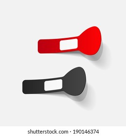 Realistic paper sticker: brush for makeup. Isolated illustration icon