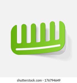 Realistic paper sticker: comb. Isolated illustration icon