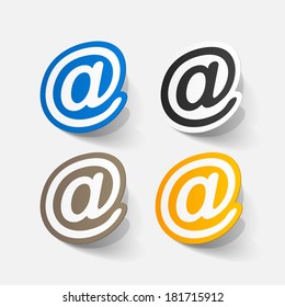 Realistic Paper Sticker: E Mail Sign. Isolated Illustration Icon