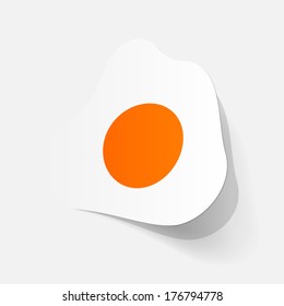 realistic paper sticker: egg. Isolated illustration icon