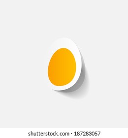 realistic paper sticker: egg. Isolated illustration icon