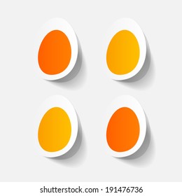 realistic paper sticker: egg. Isolated illustration icon