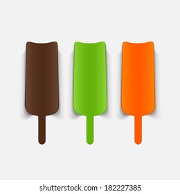 Realistic paper sticker: eskimo pie. Isolated illustration icon