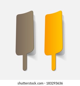 Realistic paper sticker: eskimo pie. Isolated illustration icon