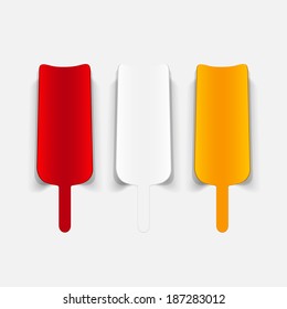 Realistic paper sticker: eskimo pie. Isolated illustration icon