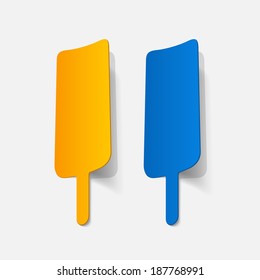 Realistic paper sticker: eskimo pie. Isolated illustration icon