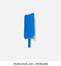 Realistic paper sticker: eskimo pie. Isolated illustration icon