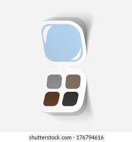 Realistic paper sticker: Eye Shadow. Isolated illustration icon