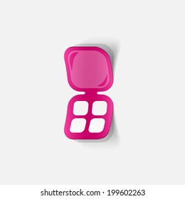 Realistic paper sticker: Eye Shadow. Isolated illustration icon