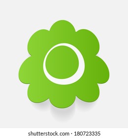 Realistic paper sticker: flowers. Isolated illustration icon