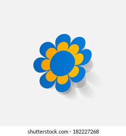 Realistic paper sticker: flowers. Isolated illustration icon