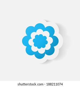 Realistic paper sticker: flowers. Isolated illustration icon