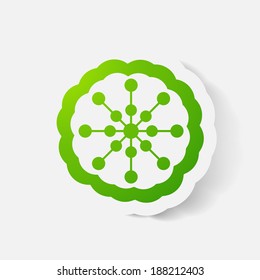 Realistic paper sticker: flowers. Isolated illustration icon
